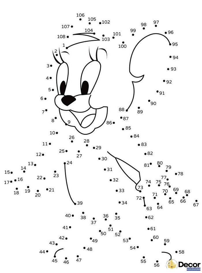 tranh tô màu nối số vui nhộn