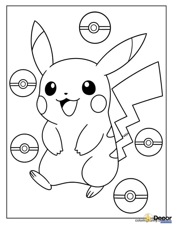 tranh tô màu pikachu ấn tượng