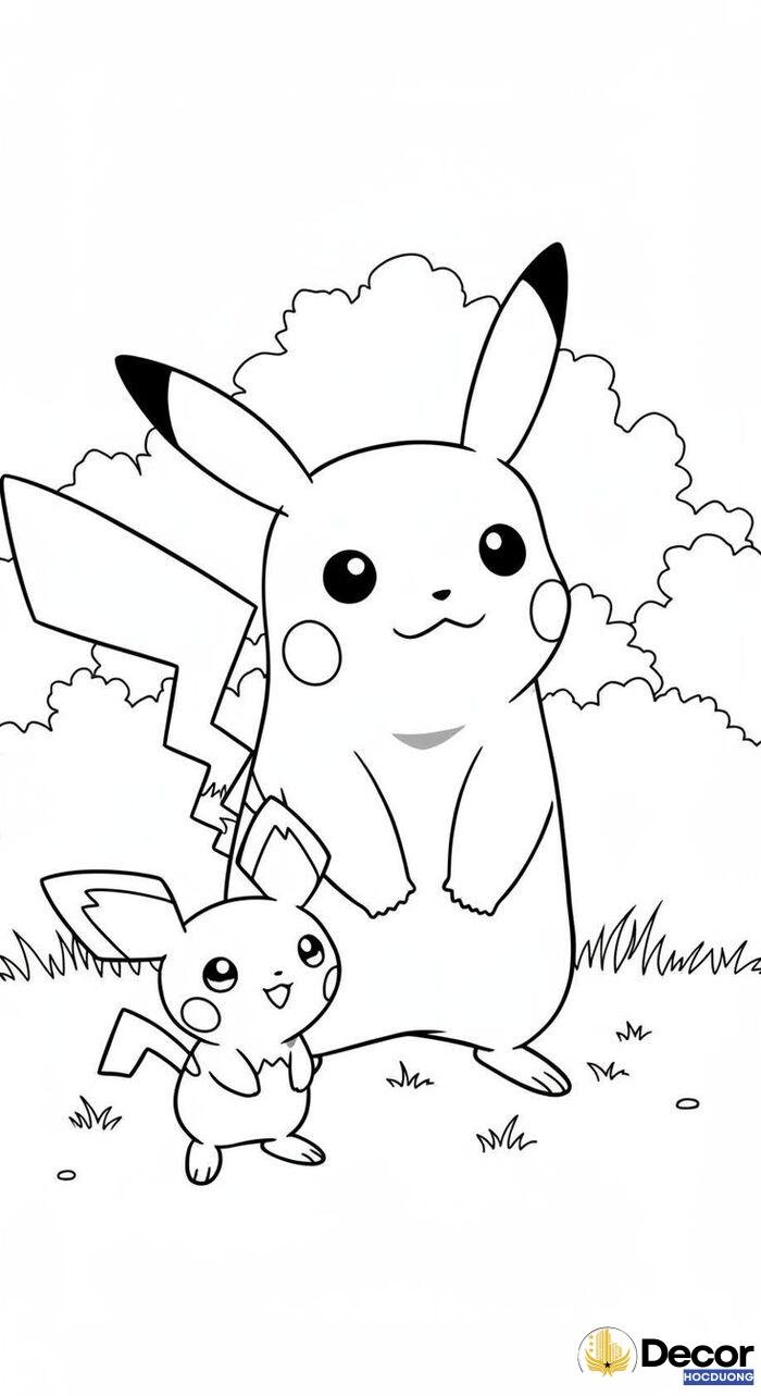 tranh tô màu pikachu bé thích