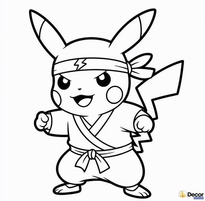 tranh tô màu pikachu biểu cảm