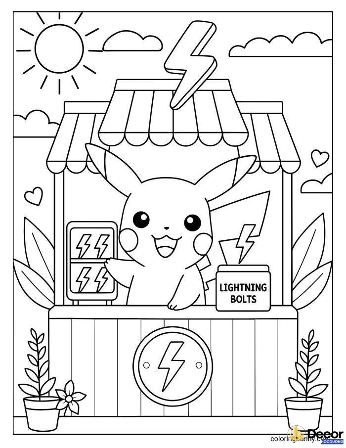 tranh tô màu pikachu cơ bản