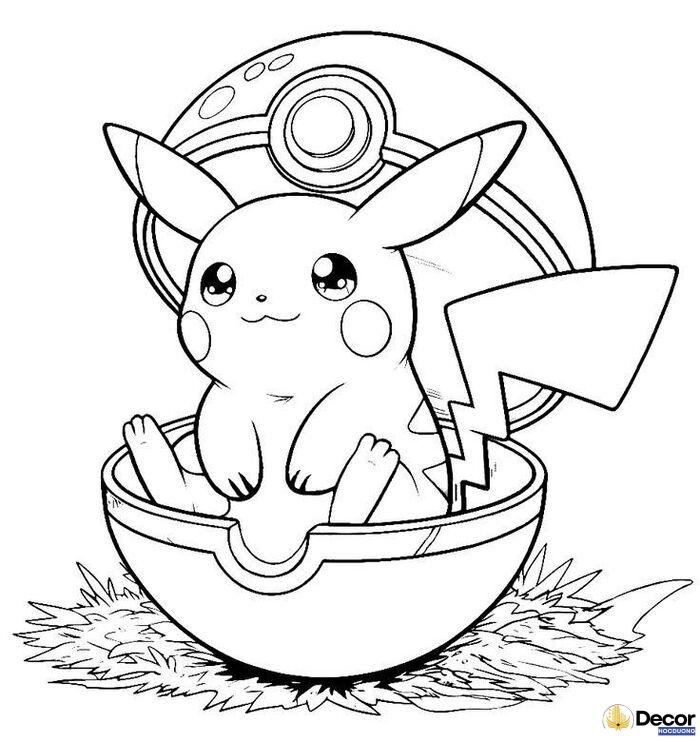 tranh tô màu pikachu dễ hiểu