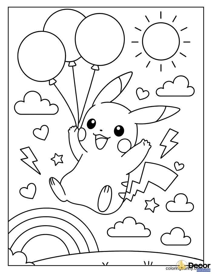 tranh tô màu pikachu dễ tô
