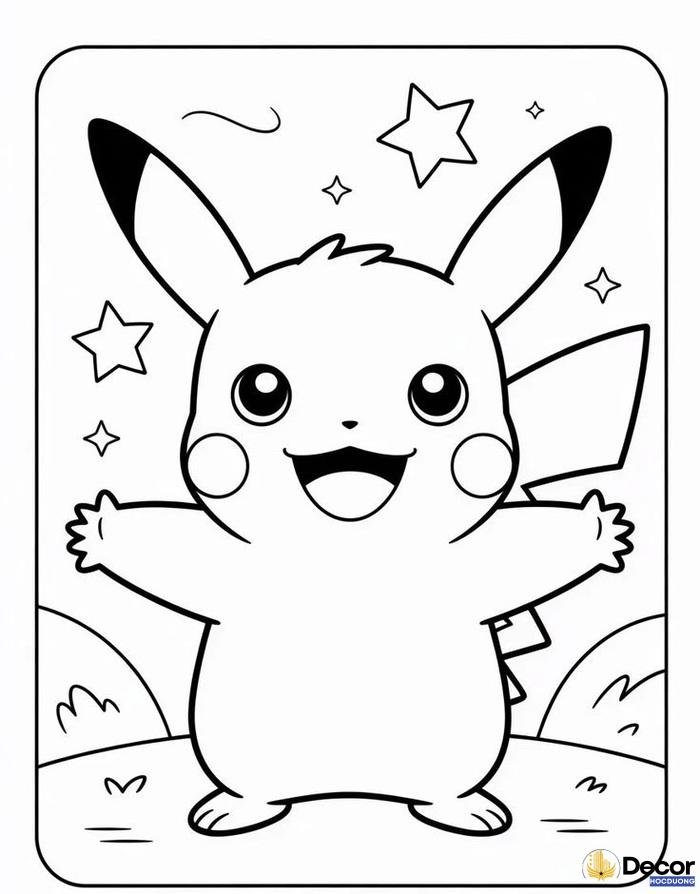 tranh tô màu pikachu dễ tô