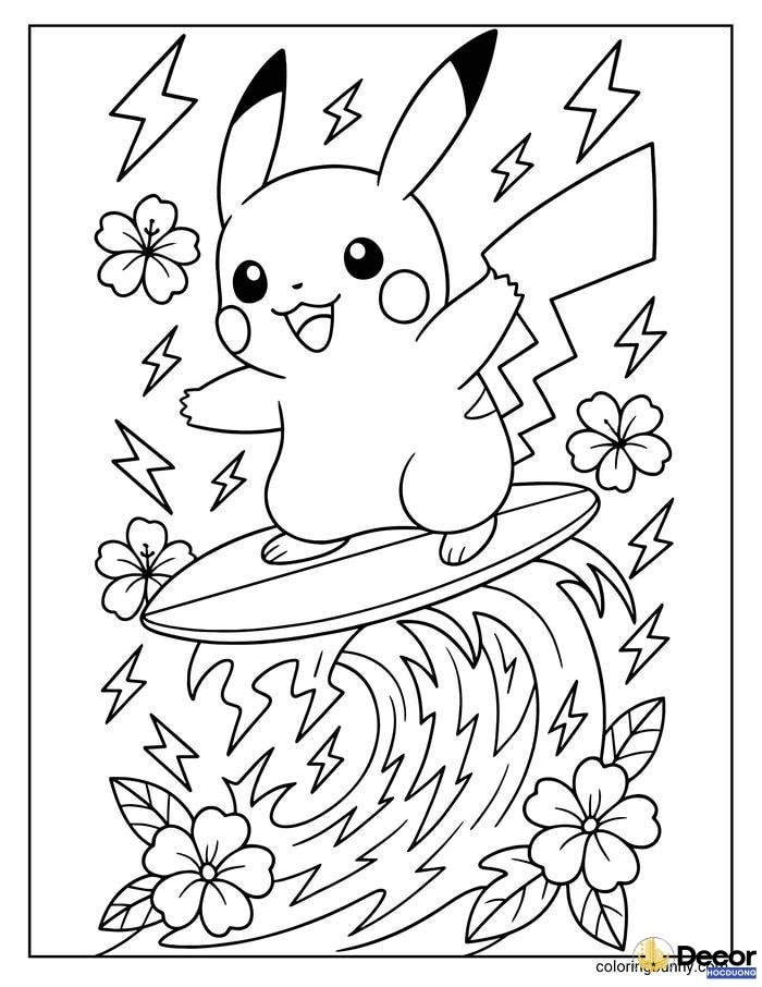 tranh tô màu pikachu đẹp mắt
