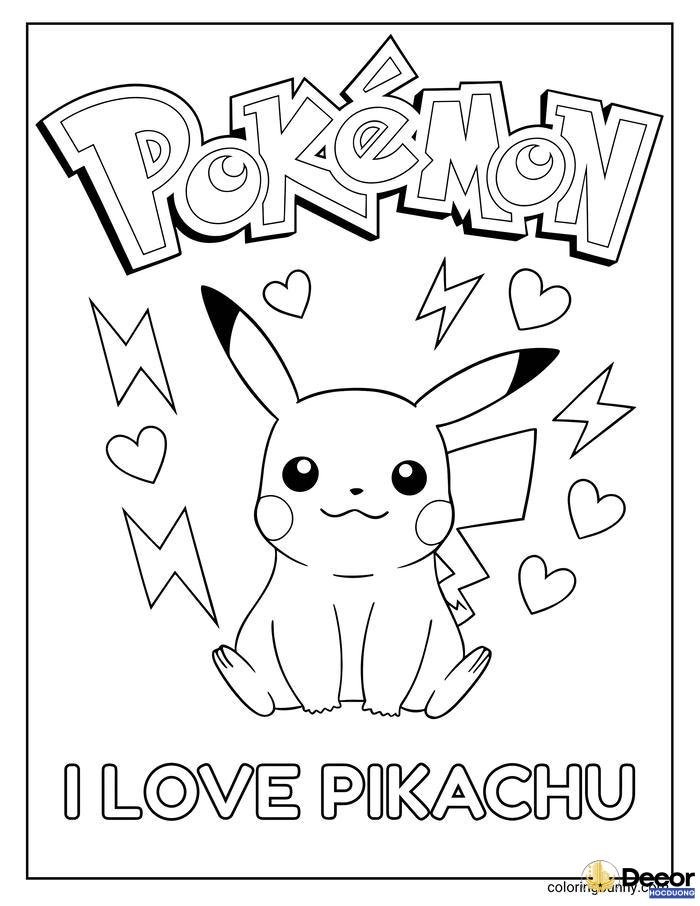 tranh tô màu pikachu đơn giản