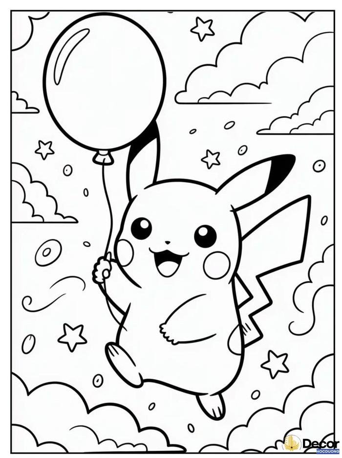 tranh tô màu pikachu hoạt hình