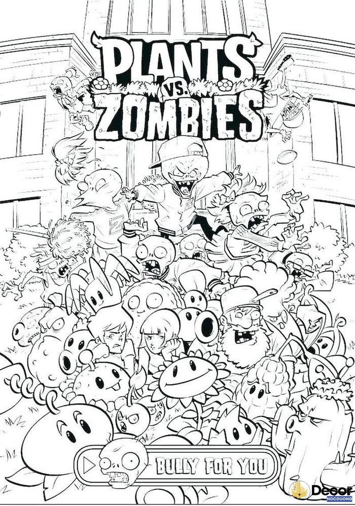 tranh tô màu plants vs zombies cho bé