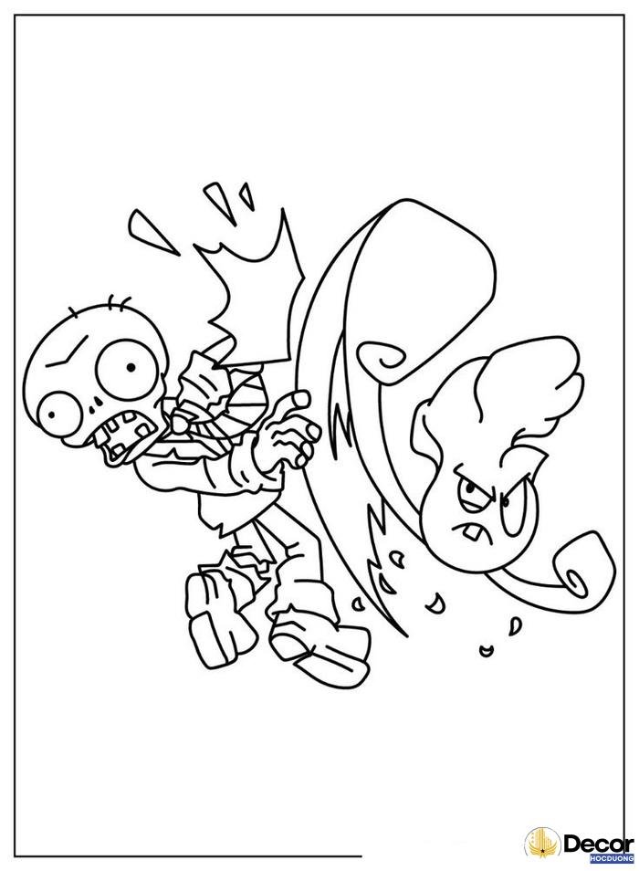 tranh tô màu plants vs zombies dễ tô