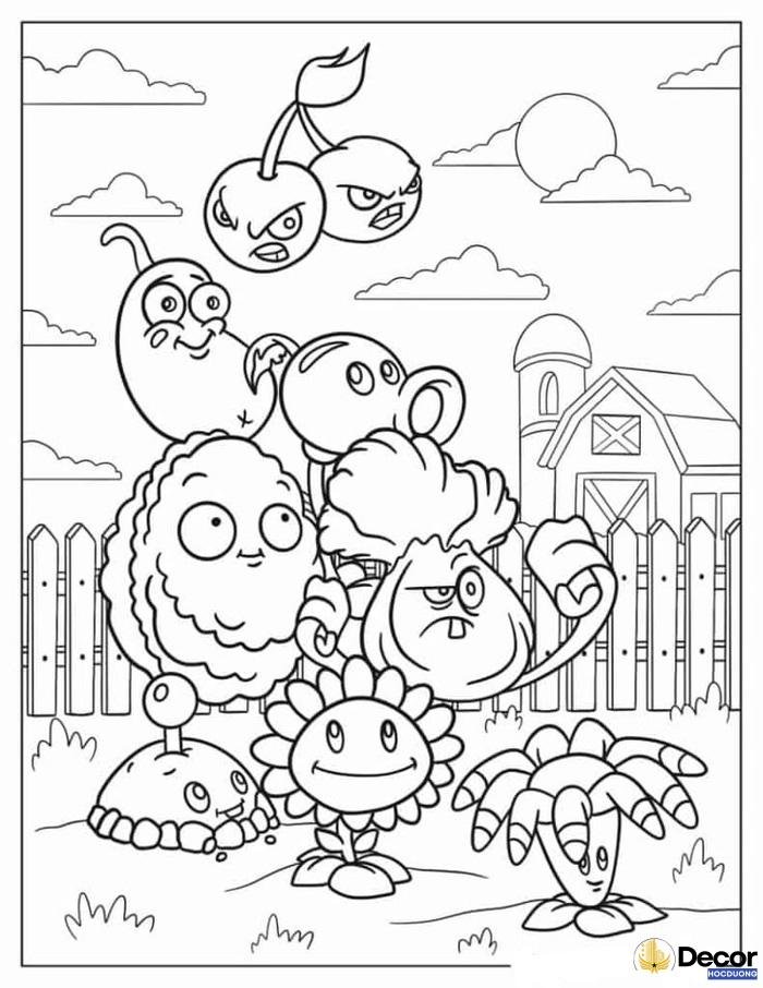 tranh tô màu plants vs zombies hoạt hình