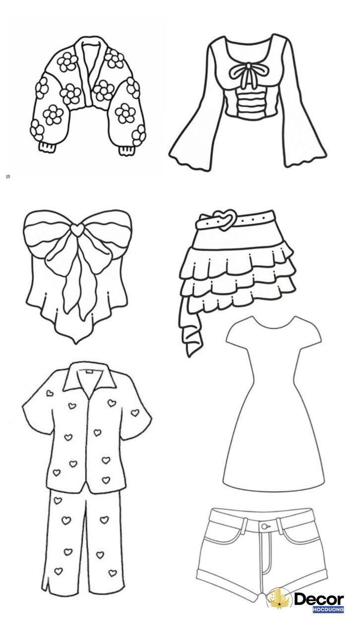 tranh tô màu quần áo bé tập tô