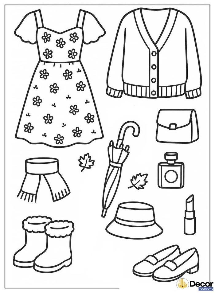 tranh tô màu quần áo cho bé