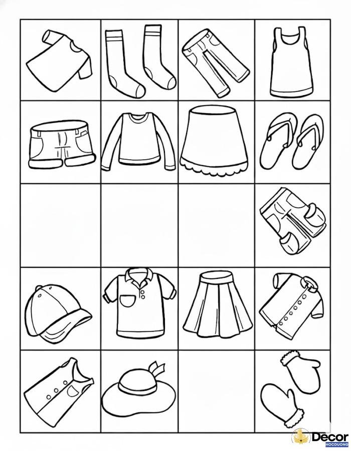 tranh tô màu quần áo thiếu nhi