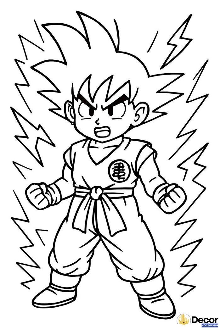 tranh tô màu songoku bé tập tô