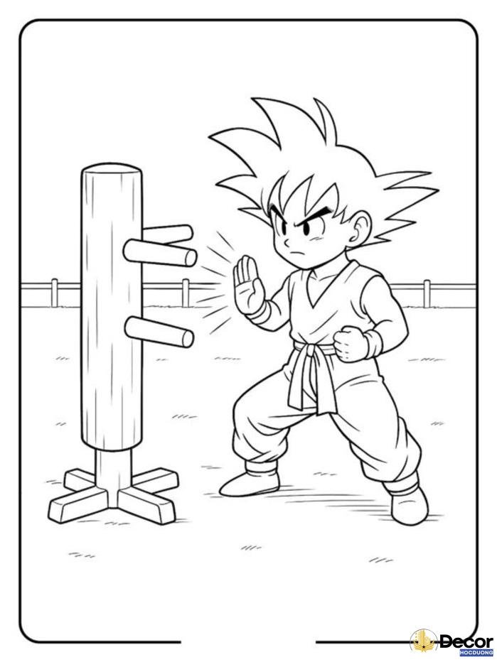 tranh tô màu songoku chiến đấu