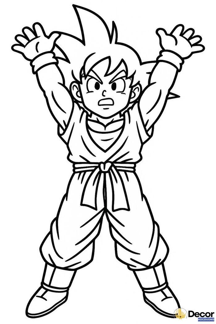 tranh tô màu songoku đơn giản cho bé