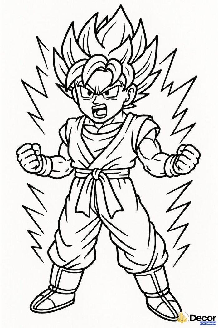 tranh tô màu songoku hoạt hình