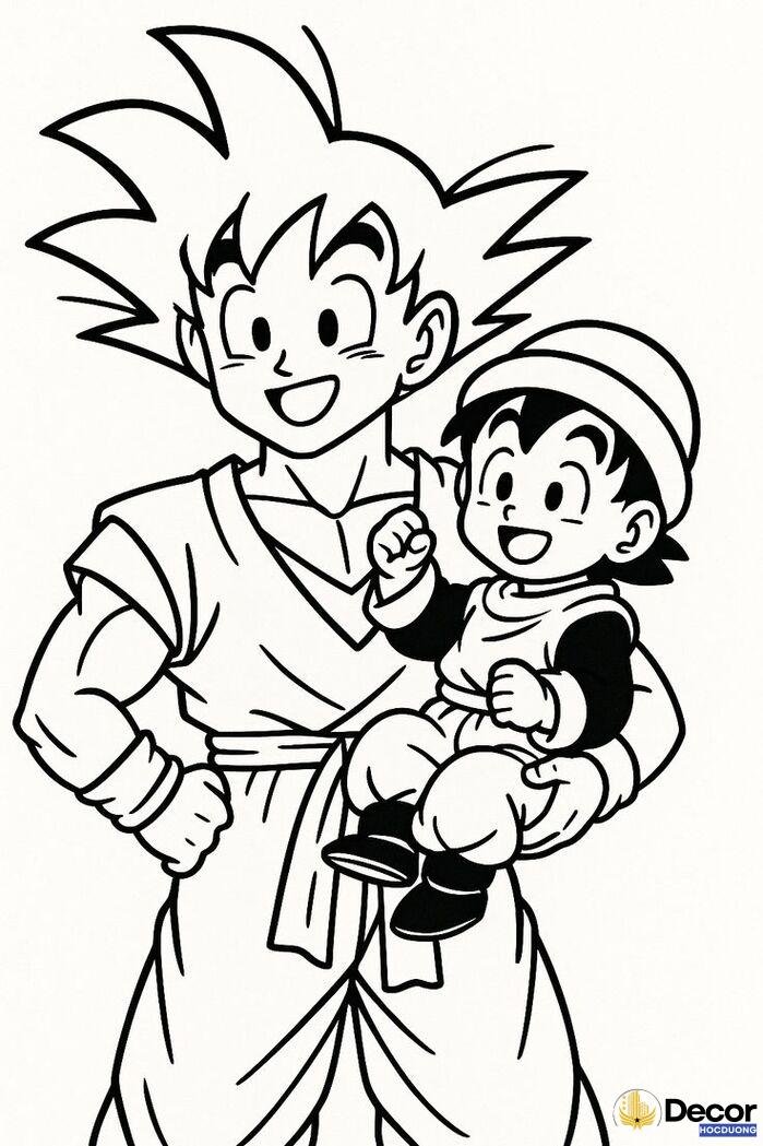 tranh tô màu songoku thiếu nhi