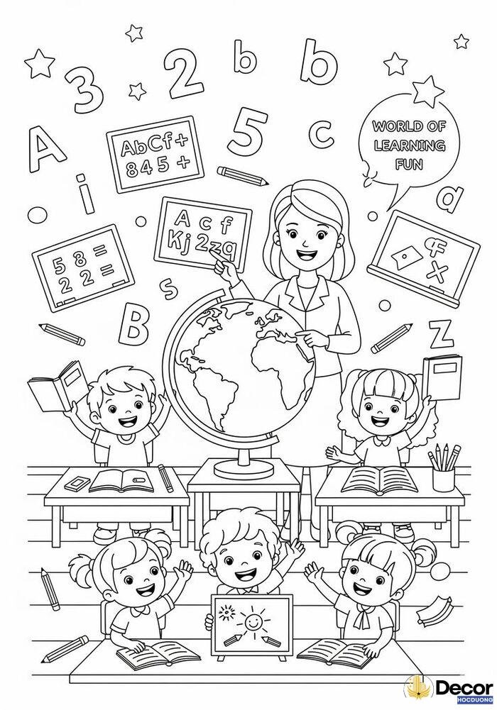 tranh tô màu thầy cô giáo