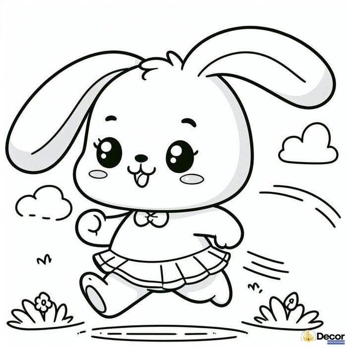 tranh tô màu thỏ bé mầm non