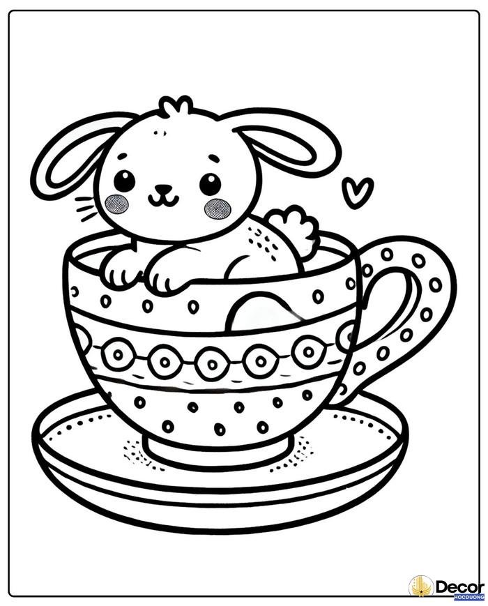 tranh tô màu thỏ cute