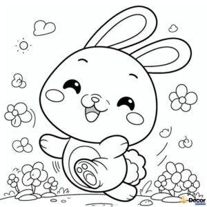 tranh tô màu thỏ xinh
