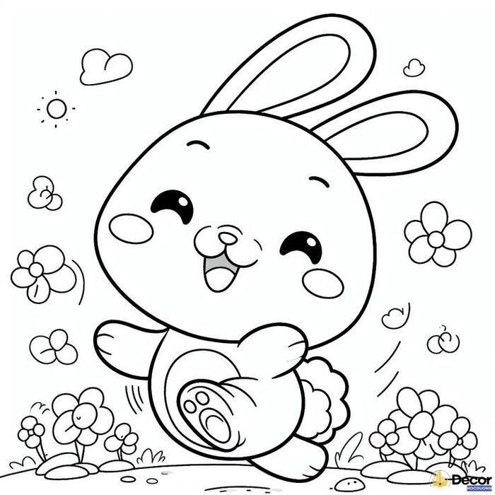 tranh tô màu thỏ xinh