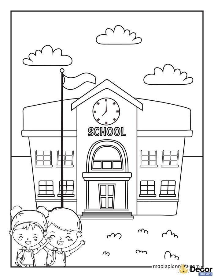 tranh tô màu trường mầm non cho trẻ em