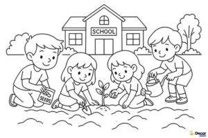 tranh tô màu trường mầm non dễ hiểu