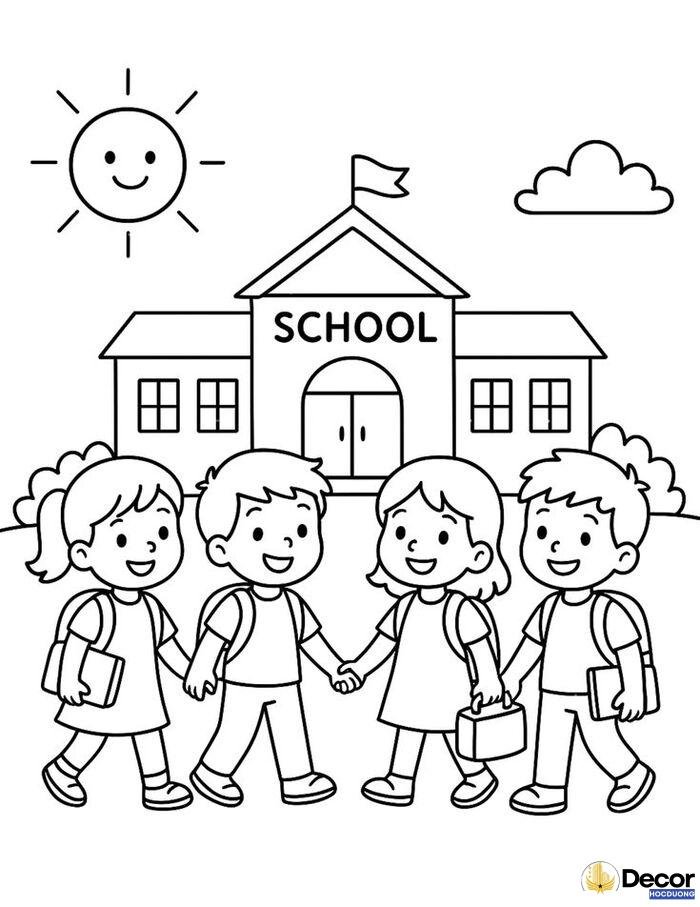 tranh tô màu trường mầm non đẹp