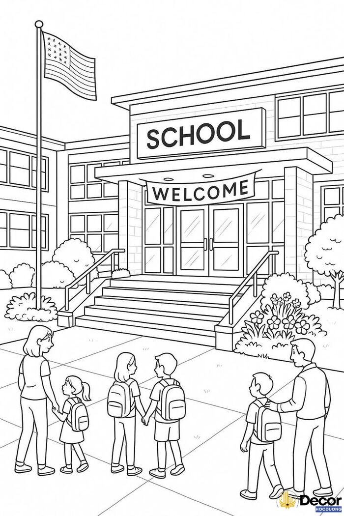 tranh tô màu trường mầm non đơn giản
