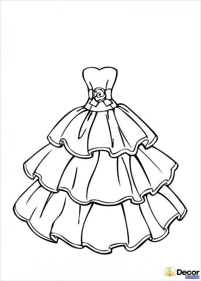 tranh tô màu váy dài thướt tha