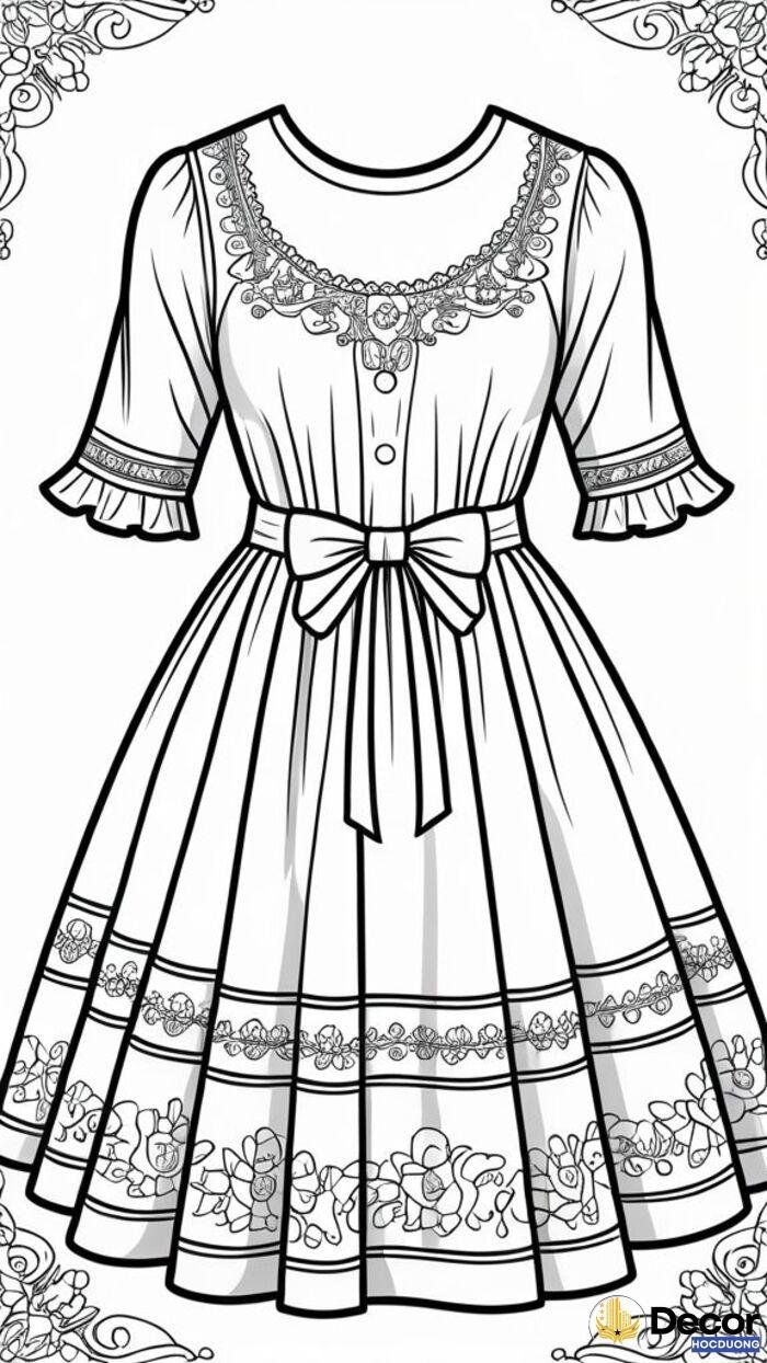 tranh tô màu váy lolita dễ thương