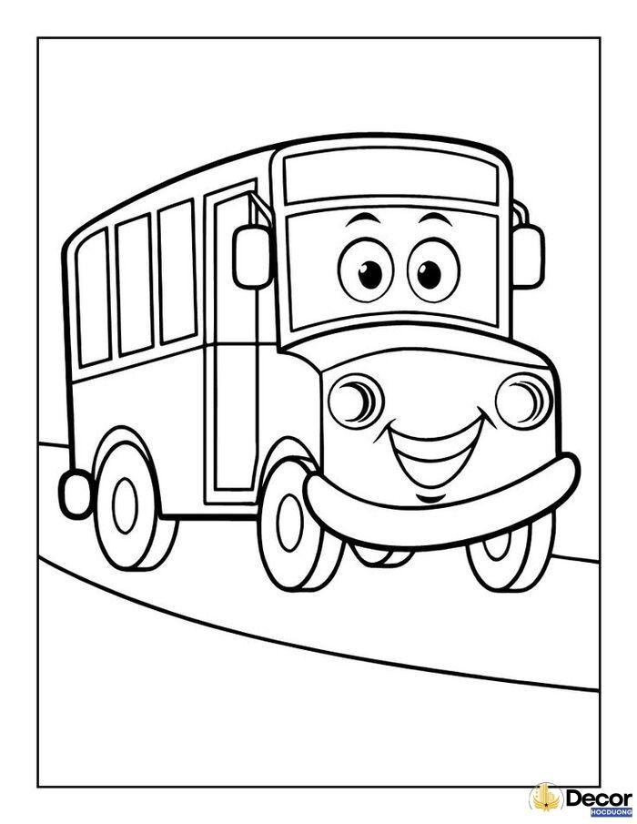 tranh tô màu xe bus chạy nhanh