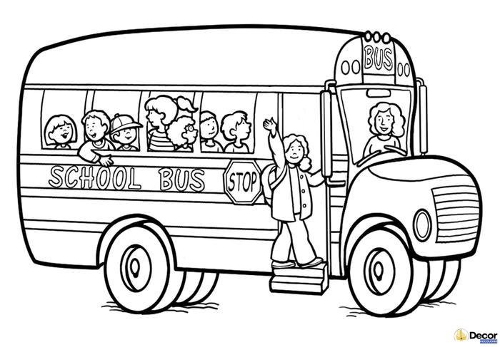 tranh tô màu xe bus dễ thương