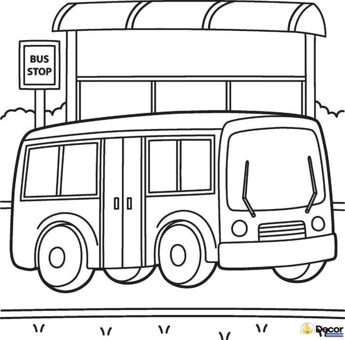 tranh tô màu xe bus dễ tô