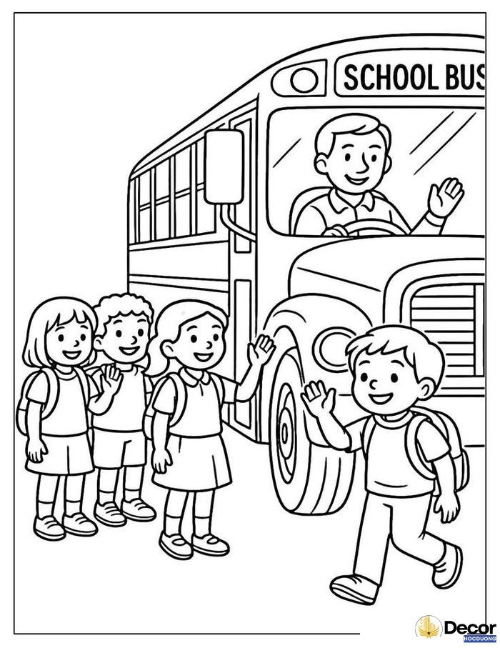 tranh tô màu xe bus đẹp