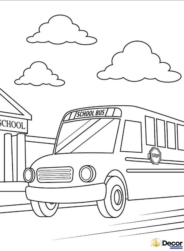 tranh tô màu xe bus đơn giản