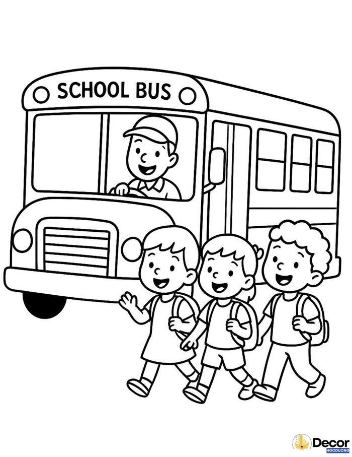 tranh tô màu xe bus đường dài