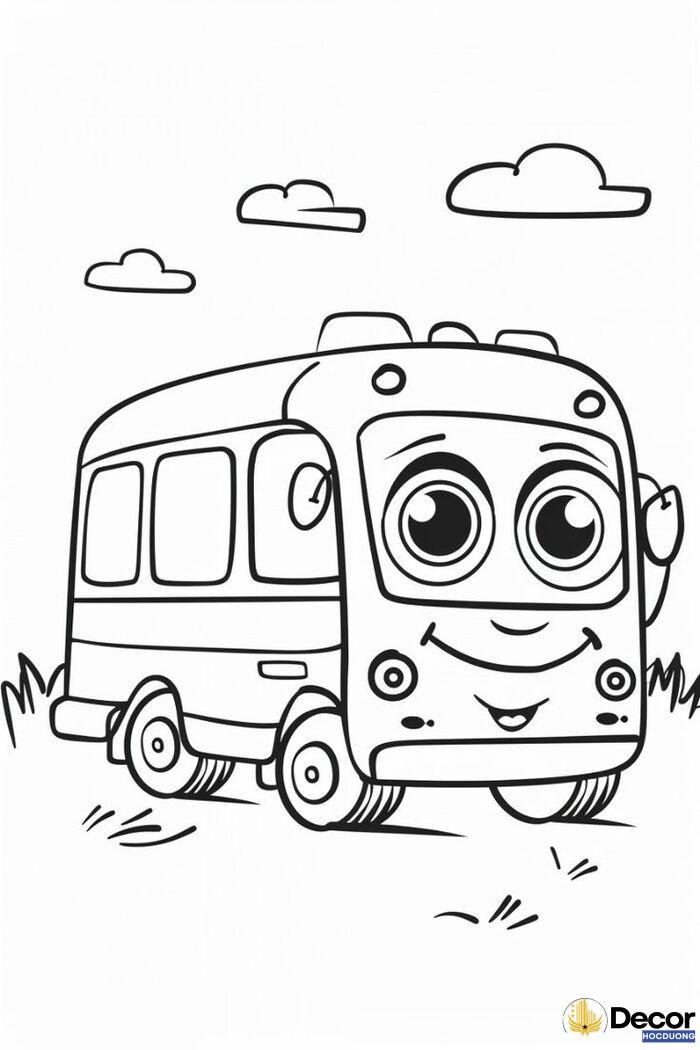 tranh tô màu xe bus mini
