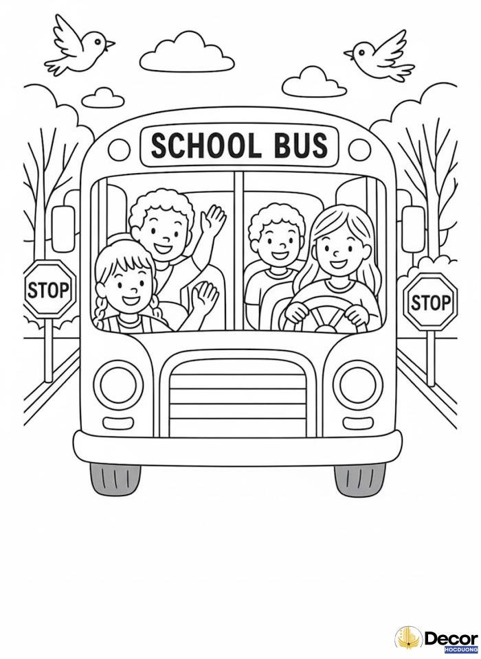 tranh tô màu xe bus