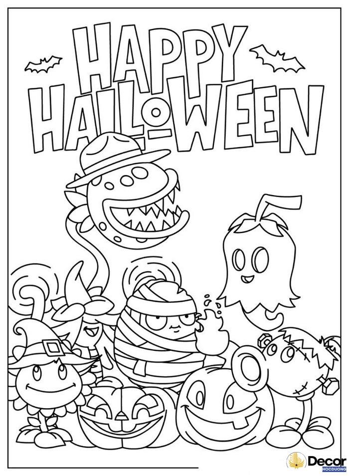 tranh tô màu zombie và các loại cây