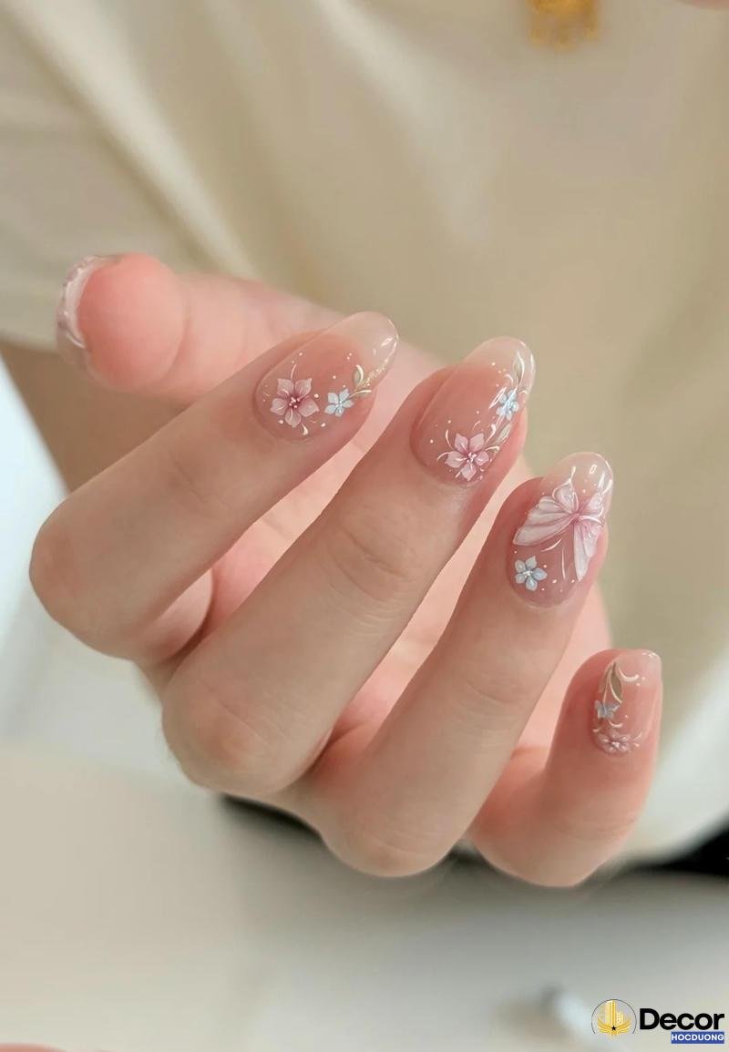 mẫu nail hoa cá tính 4k