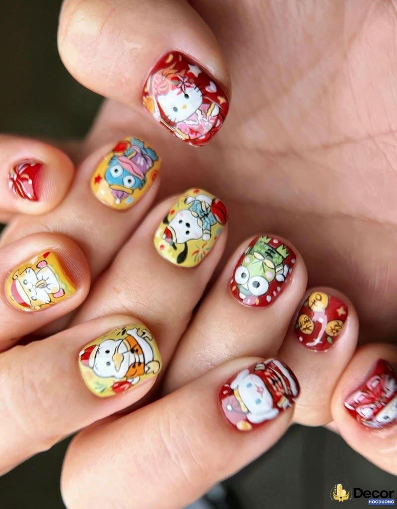 mẫu nail hoạt hình 4k