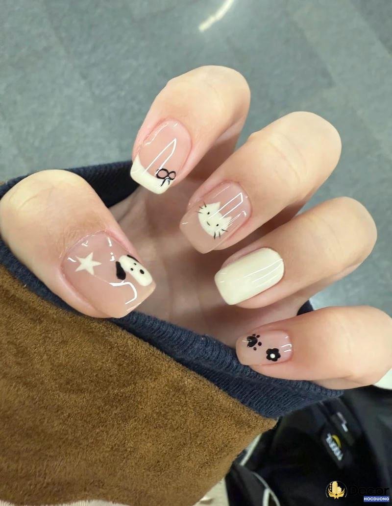 mẫu nail hoạt hình đẹp nhất 4k