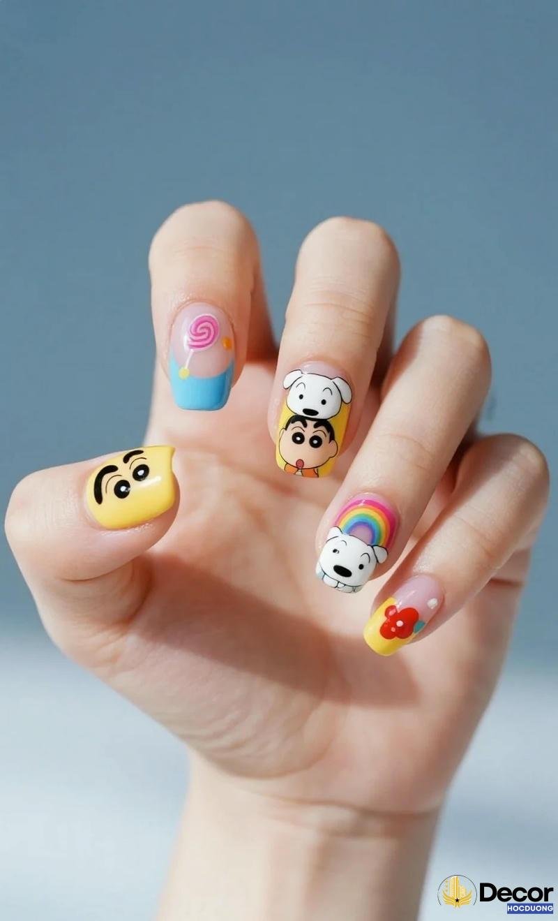 mẫu nail hoạt hình đẹp nhất full hd