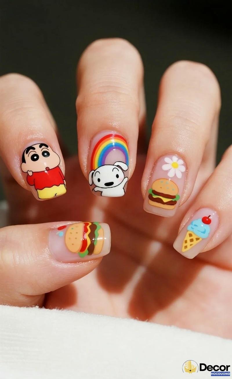 mẫu nail hoạt hình đẹp nhất hd