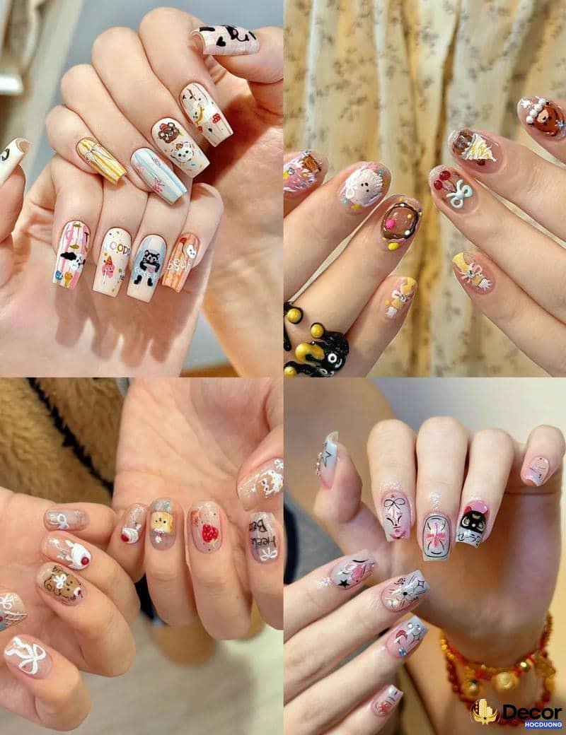 mẫu nail hoạt hình tinh tế 4k