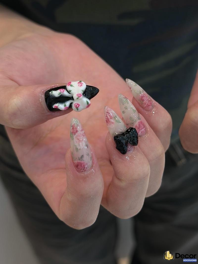 mẫu nail hồng đẹp nhất 4k