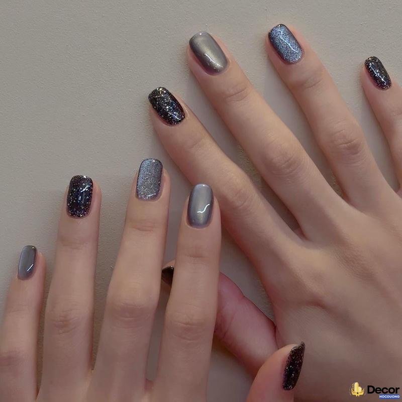 mẫu nail kim tuyến đẹp